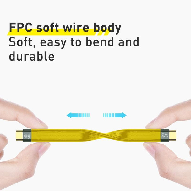 100W 40Gbps USB-C/Type-C to USB-C/Type-C FPC Flexible Data Cable, Length: 13.8cm(Yellow)