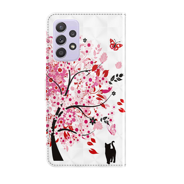 Samsung Galaxy A04S / A13 / A13 5G 3D Painting Pattern TPU + PU Phone Case(Cat Under The Tree)