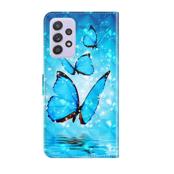 Samsung Galaxy A04S / A13 / A13 5G 3D Painting Pattern TPU + PU Phone Case(Three Butterflies)