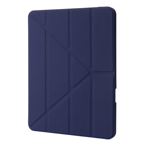 iPad Pro 11 2021 / 2020 / 2018 Deformation Transparent Acrylic Horizontal Flip PU Leather Tablet Case with Multi-folding Holder & Sleep / Wake-up Function & Pen Slot(Dark Blue)