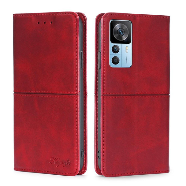 Xiaomi Redmi K50 Ultra/Xiaomi 12T/Xiaomi 12T Pro Cow Texture Magnetic Horizontal Flip Leather Phone Case(Red)