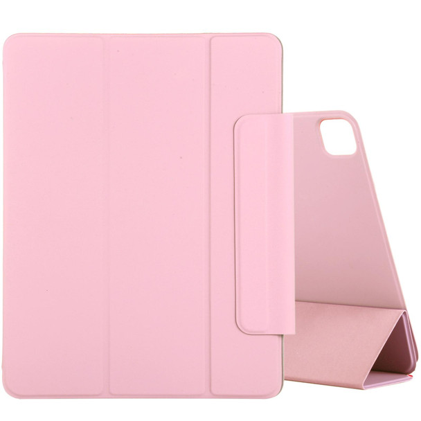 iPad Pro 11 2021 / iPad Pro 11 inch 2020 / Pro 11 2018 / Air 2020 10.9 Horizontal Flip Ultra-thin Double-sided Clip Active Buckle Magnetic PU Leather Tablet Case With Three-folding Holder & Sleep / Wake-up Function(Rose Gold)