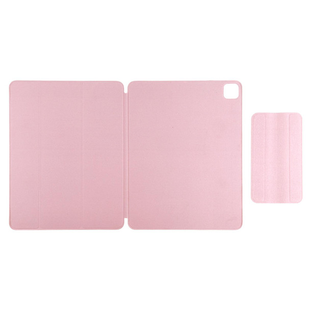 iPad Pro 11 2021 / iPad Pro 11 inch 2020 / Pro 11 2018 / Air 2020 10.9 Horizontal Flip Ultra-thin Double-sided Clip Active Buckle Magnetic PU Leather Tablet Case With Three-folding Holder & Sleep / Wake-up Function(Rose Gold)