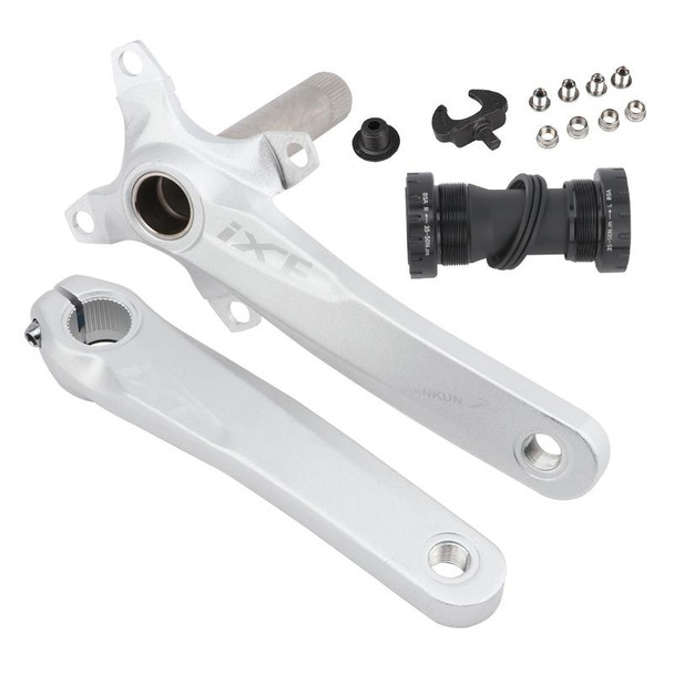 JIANKUN IXF Mountain Bike Hollow Crank Modified, Style:Left and Right Crank+Bottom Bracket(Silver)