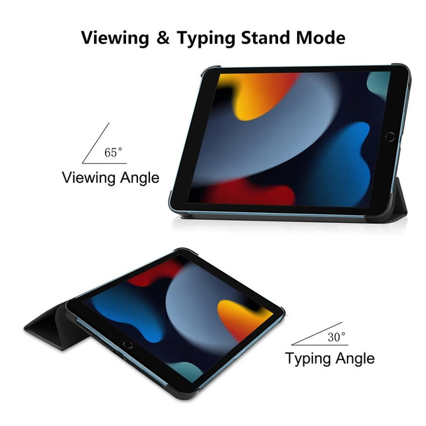 iPad 10.2 2022 ENKAY Tri-fold Custer Texture Leather Stand Smart Case(Light Blue)