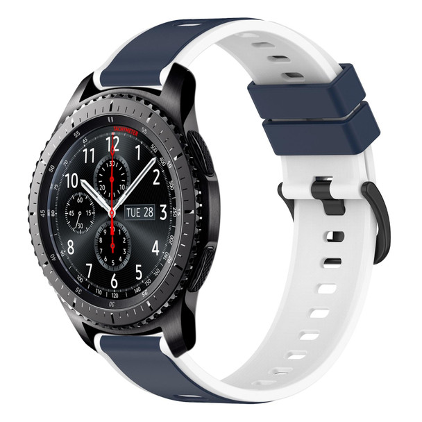 Samsung Gear S3 Frontier 22mm Two-Color Silicone Watch Band(Midnight Blue + White)