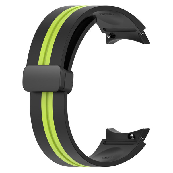 Samsung Galaxy Watch 4 Classic 42mm Folding Magnetic Clasp Silicone Watch Band(Black+Lime Green)