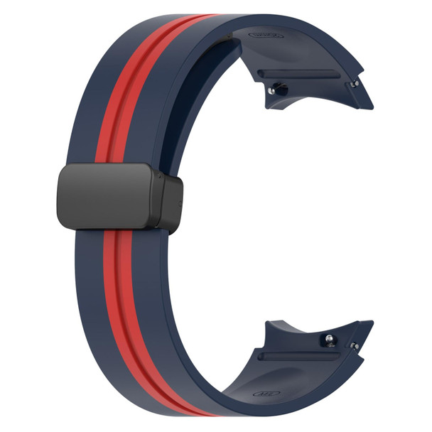 Samsung Galaxy Watch 5 44mm Folding Magnetic Clasp Silicone Watch Band(Midnight Blue+Red)