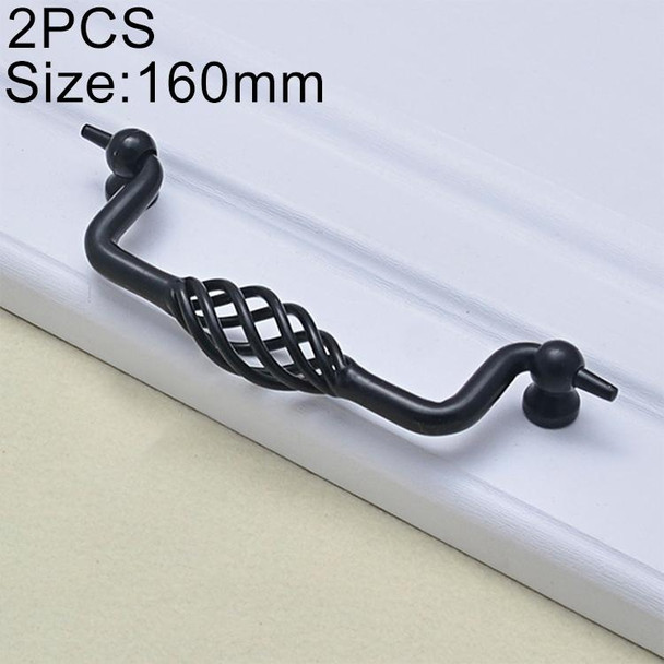 2 PCS 6100-160 Classic Birdcage Shape Iron Cabinet Wardrobe Drawer Door Handle, Hole Spacing: 160mm (Matte Black)