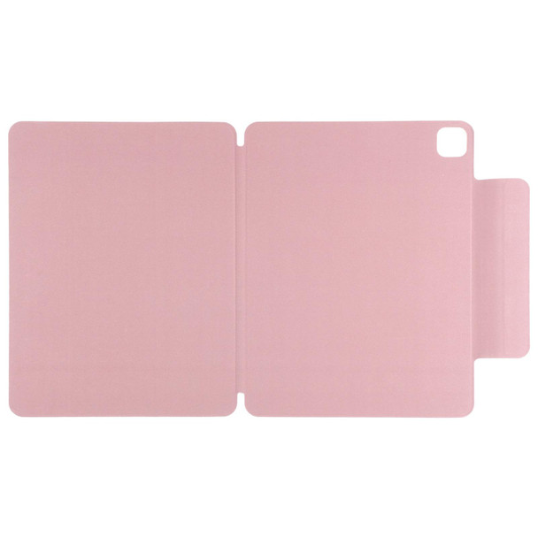 iPad Pro 12.9 inch (2020) Horizontal Flip Ultra-thin Double-sided Clip Fixed Buckle Magnetic PU Leather Tablet Case With Three-folding Holder & Sleep / Wake-up Function(Light Pink)