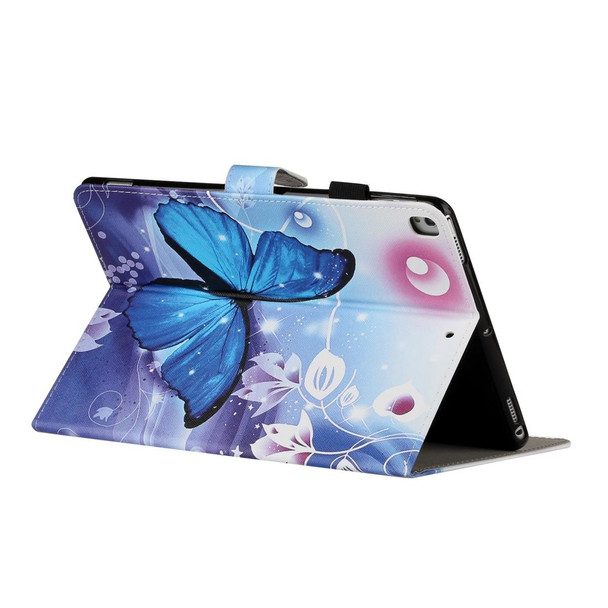 Colored Drawing Pattern Horizontal Flip PU Leatherette Case with Holder & Card Slot & Sleep / Wake-up Function - iPad Pro 10.2 2021 / 2020 / 2019 / 10.5 (2019)(Blue Butterfly)