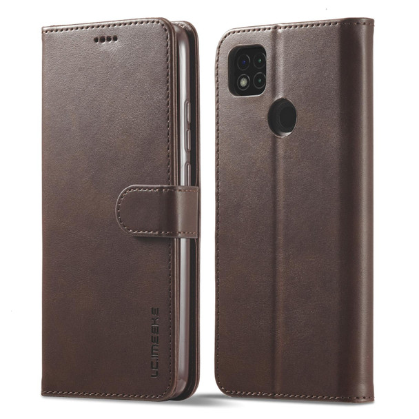 Xiaomi Redmi 9C LC.IMEEKE Calf Texture Leather Phone Case(Brown)