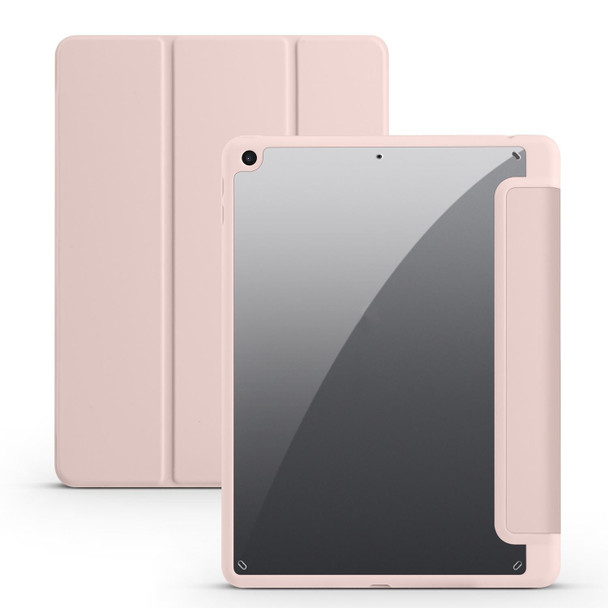 iPad 10.2 2021/2020/2019 Acrylic 3-folding Smart Leather Tablet Case(Pink)