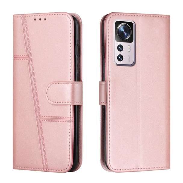 Xiaomi 12T/12T Pro/Redmi K50 Ultra Stitching Calf Texture Buckle Leather Phone Case(Pink)