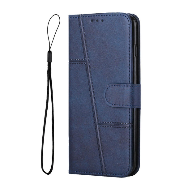 Stitching Calf Texture Buckle Leather Phone Case - OPPO A57 5G/Realme V23/A77 5G/A57 4G Global/A57e 4G Global/A57s 4G Global/A77 4G Global/OnePlus Nord N20 SE 4G Global(Blue)