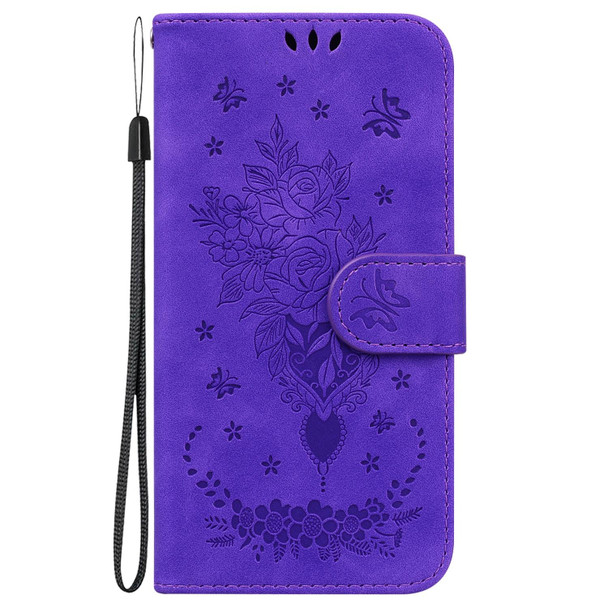 OPPO Reno7 4G Butterfly Rose Embossed Leather Phone Case(Purple)