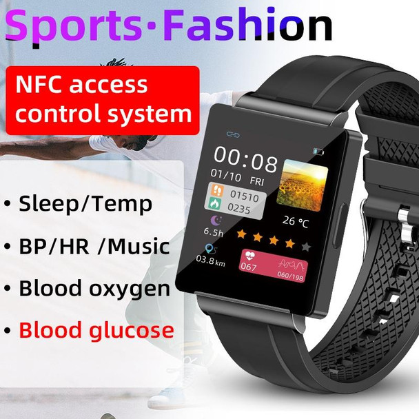 KS01 1.85 Inch Smart Watch Supports Blood Glucose Detection, Blood Pressure Detection, Blood Oxygen Detection(Black)