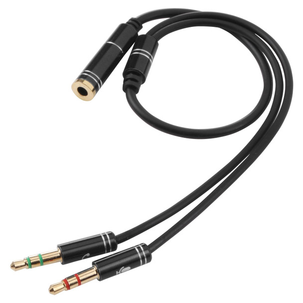 3.5mm Female to 2 x 3.5mm Male Adapter Cable(Black)