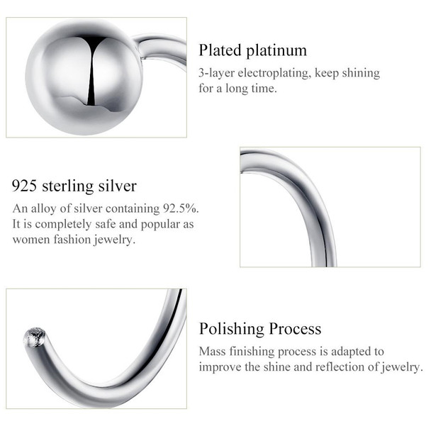 Sterling Silver Earrings Simple Platinum-plated Earrings Temperament Small Ball Earrings