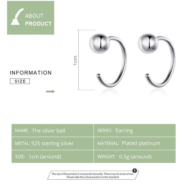 Sterling Silver Earrings Simple Platinum-plated Earrings Temperament Small Ball Earrings