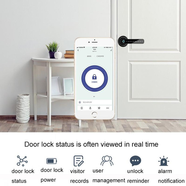 F21 Wooden Door Fingerprint Lock Office Apartment Homestay Smart Lock