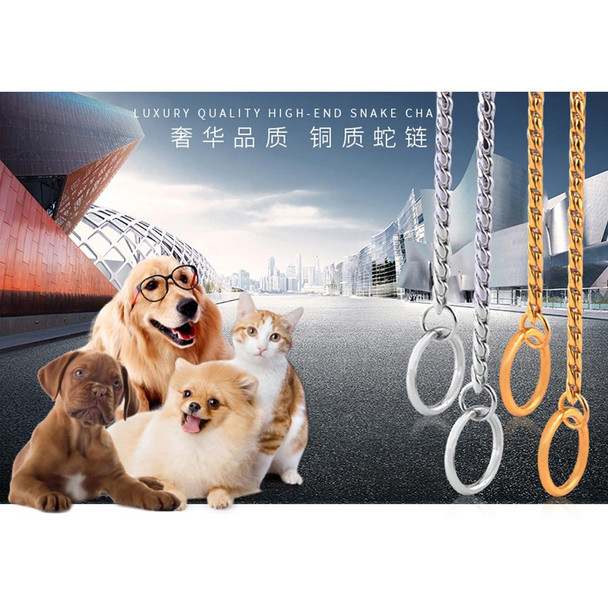 Pet Collars Pet Neck Strap Dog Neckband Snake Chain Dog Chain  Solid  Metal Chain Dog CollarLength:60cm (Silver)