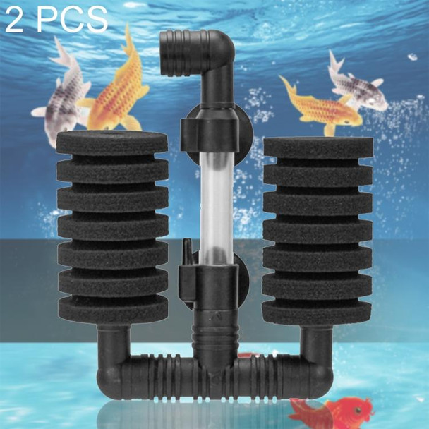 2 PCS Wall-mounted Aquarium Mini Double Head Pneumatic Mute Biochemical Cotton Filter