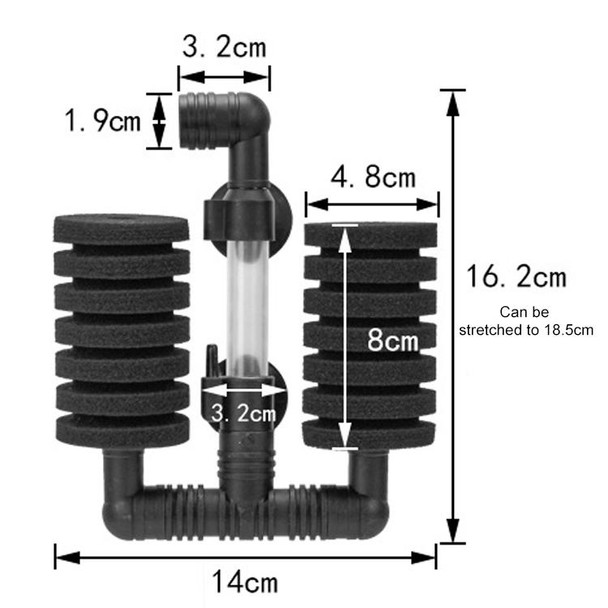 2 PCS Wall-mounted Aquarium Mini Double Head Pneumatic Mute Biochemical Cotton Filter