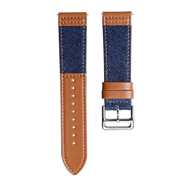 22mm Denim Leatherette Watch Band(Brown A)