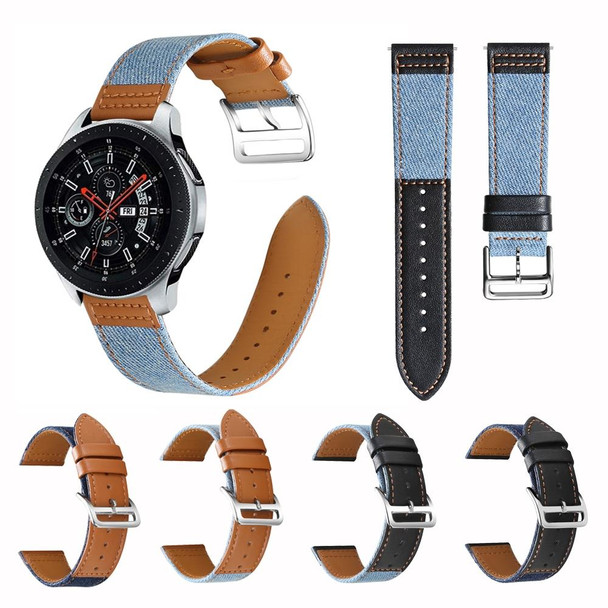 22mm Denim Leatherette Watch Band(Brown A)