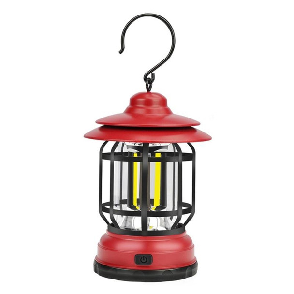 Portable Retro Hanging Lamp Lantern Camping Tent Light, Type:Battey Type, Not Included Battery(Red)