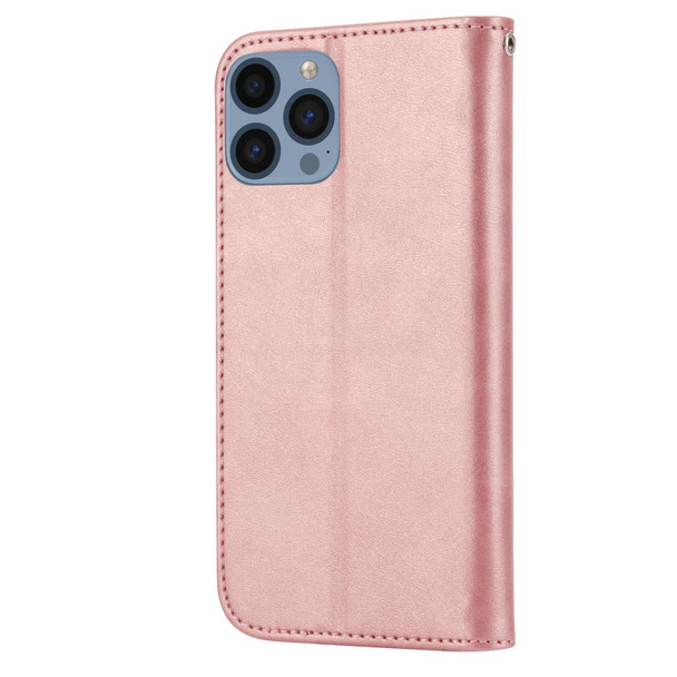 iPhone 11 Pro Cubic Grid Calf Texture Magnetic Closure Leather Phone Case(Rose Gold)