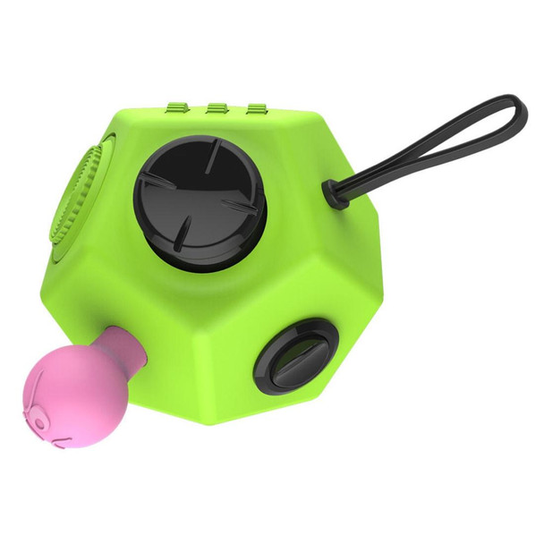 12 Sides Fidget Cube Generation 2 Decompression Toy Desk Magic Dice Funny Relieves Anxiety and Stress Toys Creative Gift with Gears & Rotating Dial & 360 Degree Joystick for Adults and Children(Green