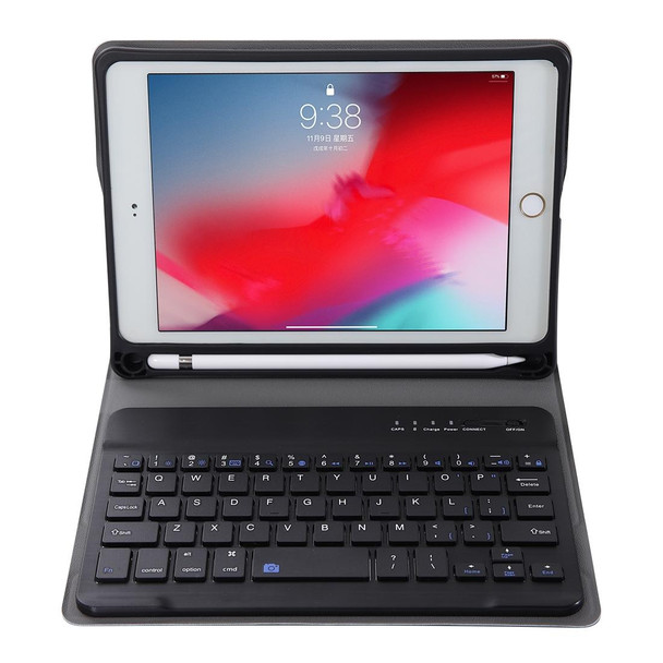 A05B Bluetooth 3.0 Ultra-thin ABS Detachable Bluetooth Keyboard Leatherette Tablet Case for iPad mini 5 / 4 / 3 / 2, with Holder(Black)