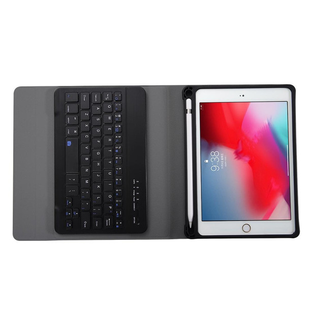 A05B Bluetooth 3.0 Ultra-thin ABS Detachable Bluetooth Keyboard Leatherette Tablet Case for iPad mini 5 / 4 / 3 / 2, with Holder(Black)