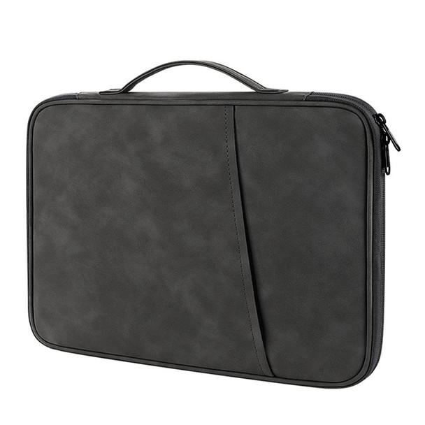 9.7-11 inch Laptop Portable Sheepskin Texture Leatherette Bag(Grey)