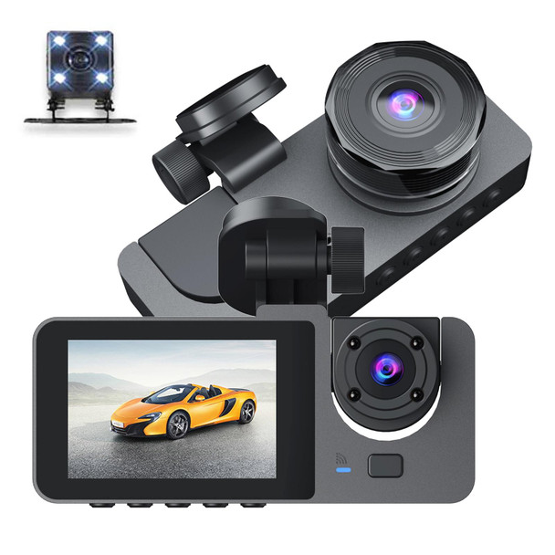 A2 Triple Lens Car Dash Camera Driving Recorder (Black)