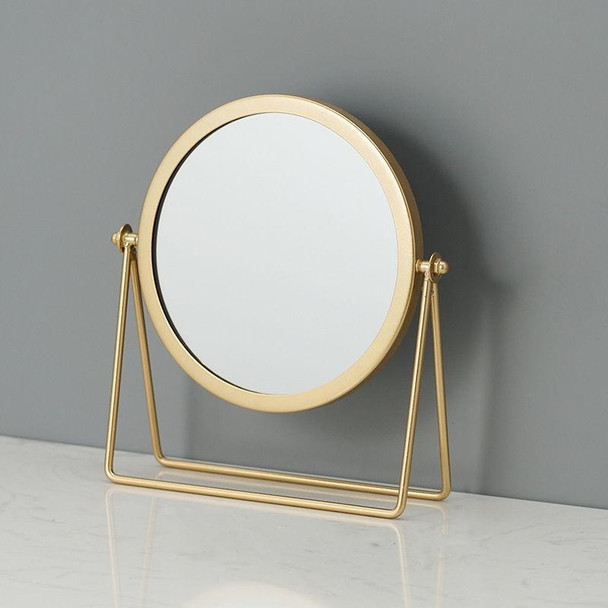 Desktop Makeup Mirror Simple Portable Mirror Rotating Dressing Mirror,Style: Gold Stand Model