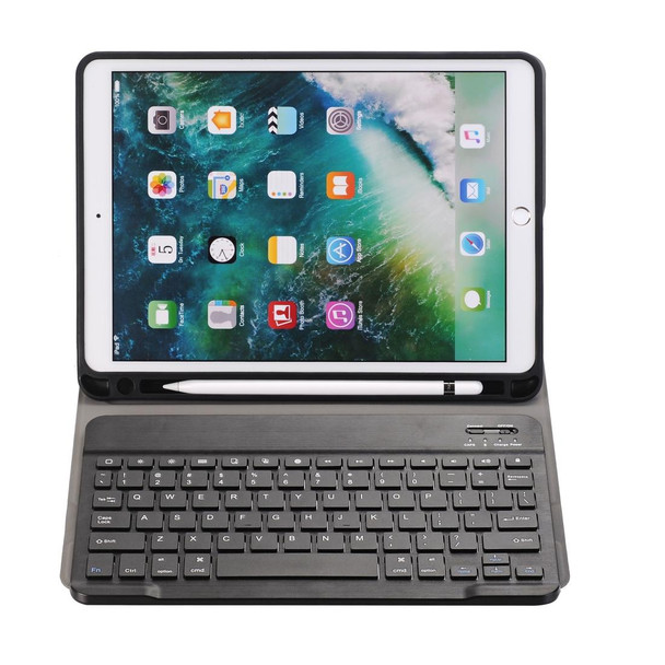 A09B Bluetooth 3.0 Ultra-thin ABS Detachable Bluetooth Keyboard Leatherette Tablet Case for iPad Air / Pro 10.5 inch (2019), with Pen Slot & Holder (Dark Blue)