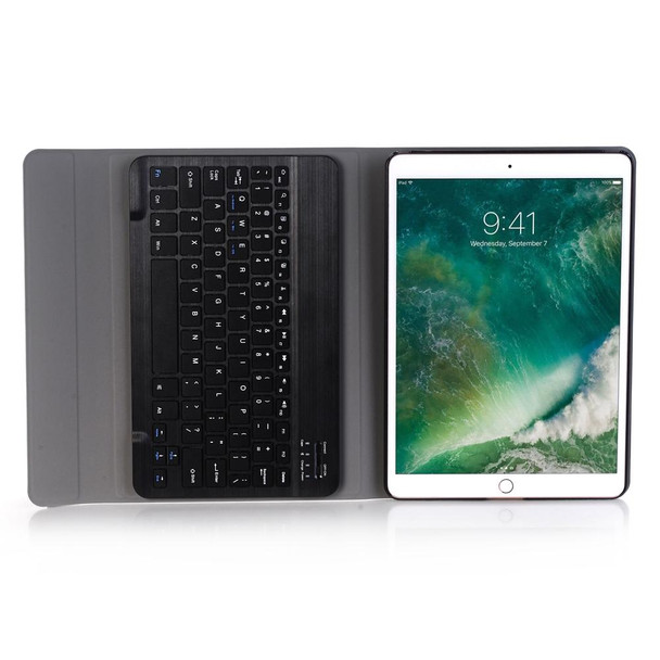 A09 Bluetooth 3.0 Ultra-thin ABS Detachable Bluetooth Keyboard Leatherette Tablet Case for iPad Air / Pro 10.5 inch (2019), with Holder (Dark Blue)