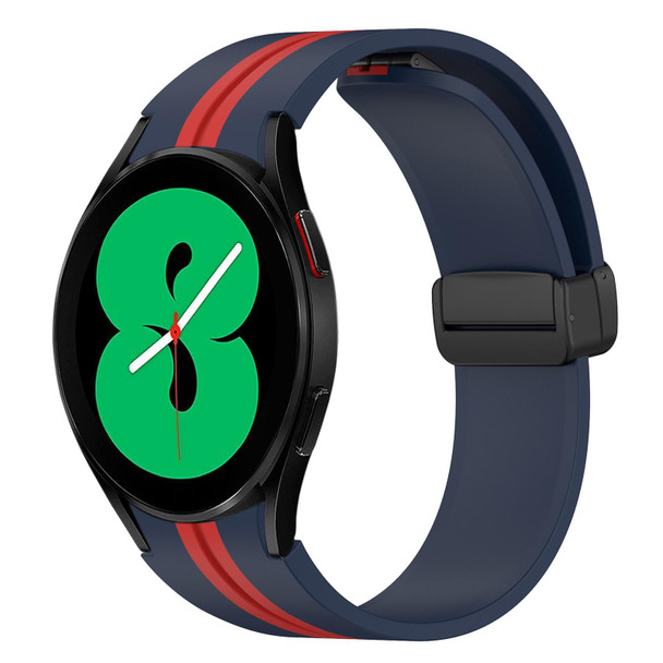 Samsung Galaxy Watch 4 44mm Folding Magnetic Clasp Silicone Watch Band(Midnight Blue+Red)