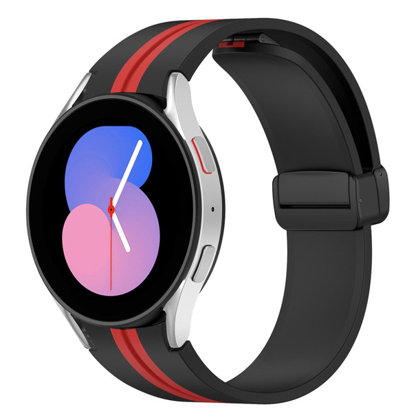 Samsung Galaxy Watch 5 40mm Folding Magnetic Clasp Silicone Watch Band(Black+Red)