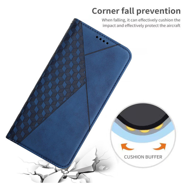 OPPO Reno7 4G Global/F21 Pro 4G Diamond Splicing Skin Feel Magnetic Leather Phone Case(Blue)