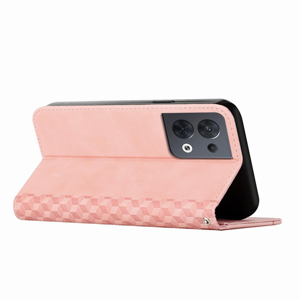 OPPO Reno8 5G/Reno8 5G Global Diamond Splicing Skin Feel Magnetic Leather Phone Case(Rose Gold)