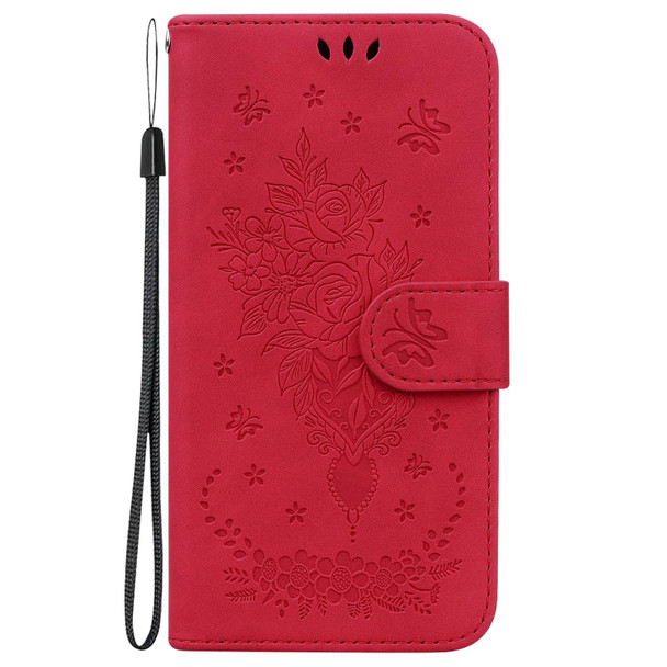 OPPO Reno8 Pro+ Butterfly Rose Embossed Leather Phone Case(Red)
