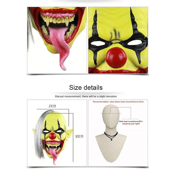 Halloween Festival Party Latex Green Face Clown Frightened Mask, with Hair