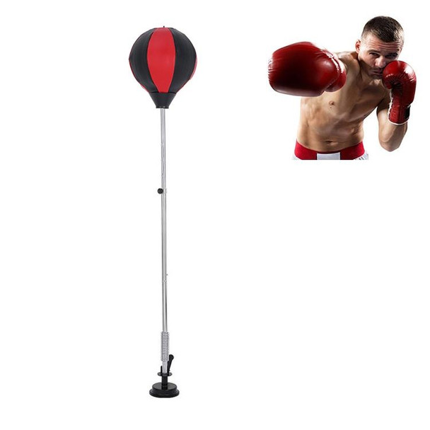 Adult Suction Cup Version Height Adjustable Vertical PU Leatherette Vent Ball Boxing Speed Ball Family Fitness Equipment without Gloves(Black Red)