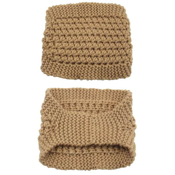2 PCS Knitted Headband Warm Ear Protection Widened Head Cover Hair Accessories(Khaki)