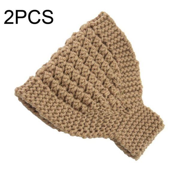 2 PCS Knitted Headband Warm Ear Protection Widened Head Cover Hair Accessories(Cream Color)