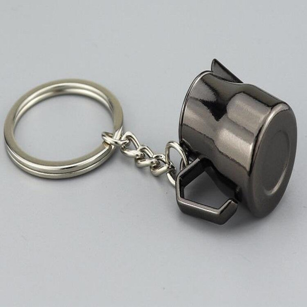 Creative Coffee Appliance Keychain Metal 3D Mini Coffee Pot Pendant, Color:Coffee Pot Black